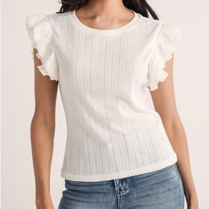 Hem & Thread White Ruffled Sleeve T-Shirt